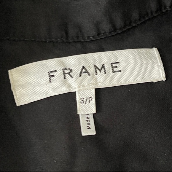 Frame Women's Black Trumpet Sleeve 100% Silk Collared Button Up Shirt Size S - Picture 9 of 11